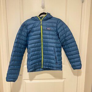Patagonia Men's Down Sweater Hoody Blue Puffer Jacket